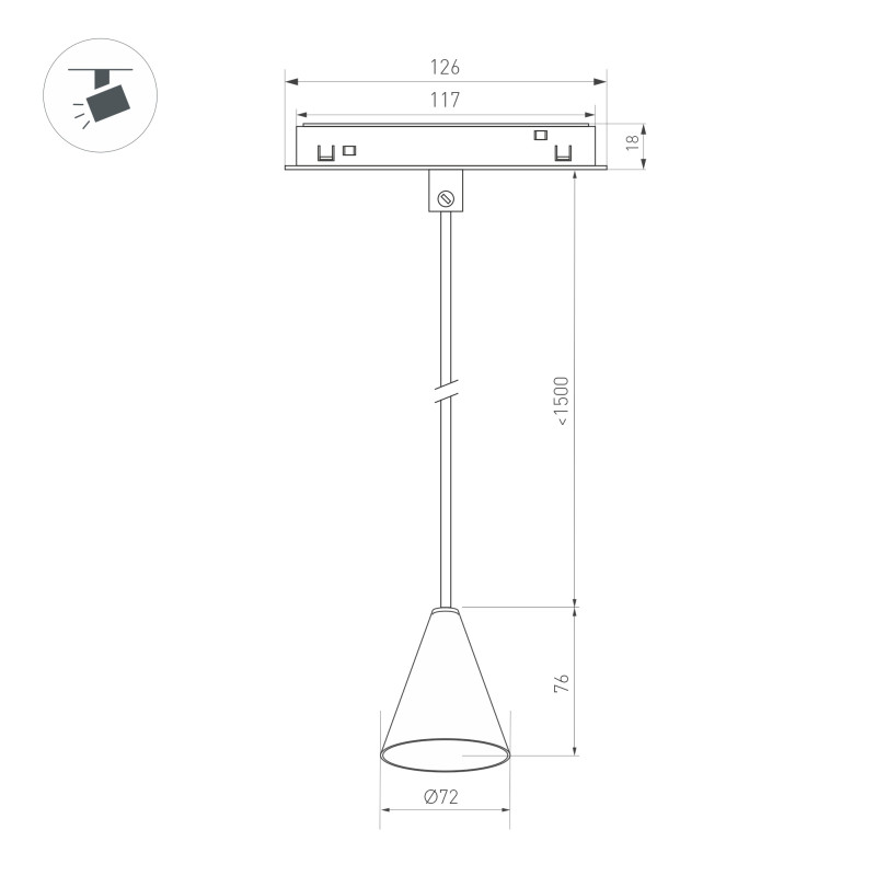 Светильник на шине Arlight 037370 12,6*7,2*159,4 см, 7W, белый (теплый)K,