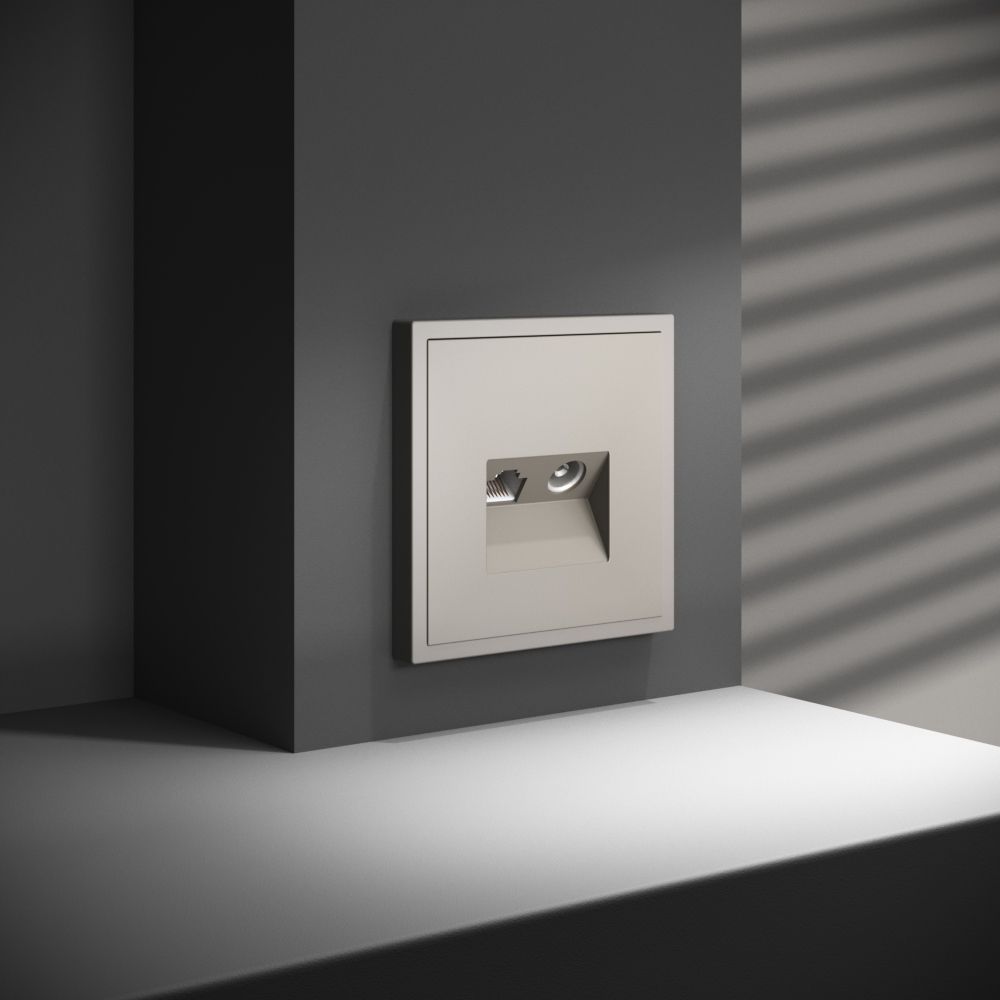 Розетка телевизионная встраиваемая TV+RJ45 кат. 6, кашемир Voltum S70 VLS060703, Пластик Soft touch