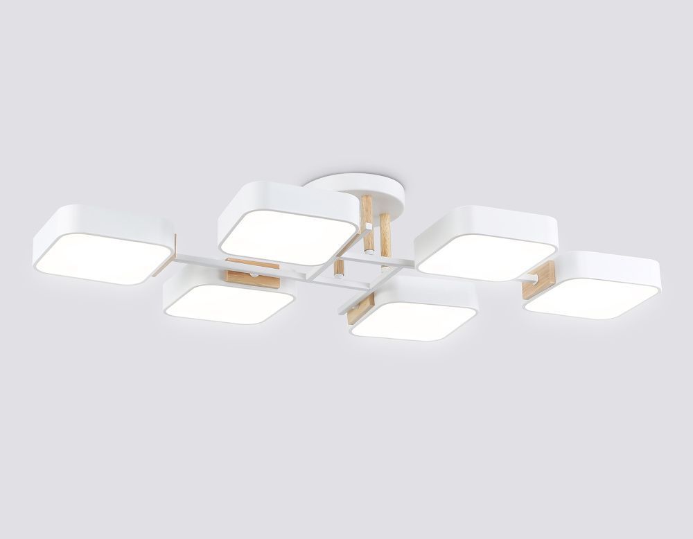 Люстра светодиодная на штанге 85*43*14- см, **W, 3000-6000K, Ambrella Light Comfort FL4886, белый, дерево