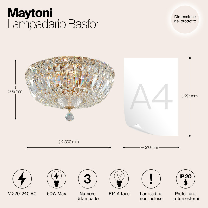 Хрустальная Люстра диаметр 31 см Maytoni DIA100-CL-03-G Royal gold (золото)