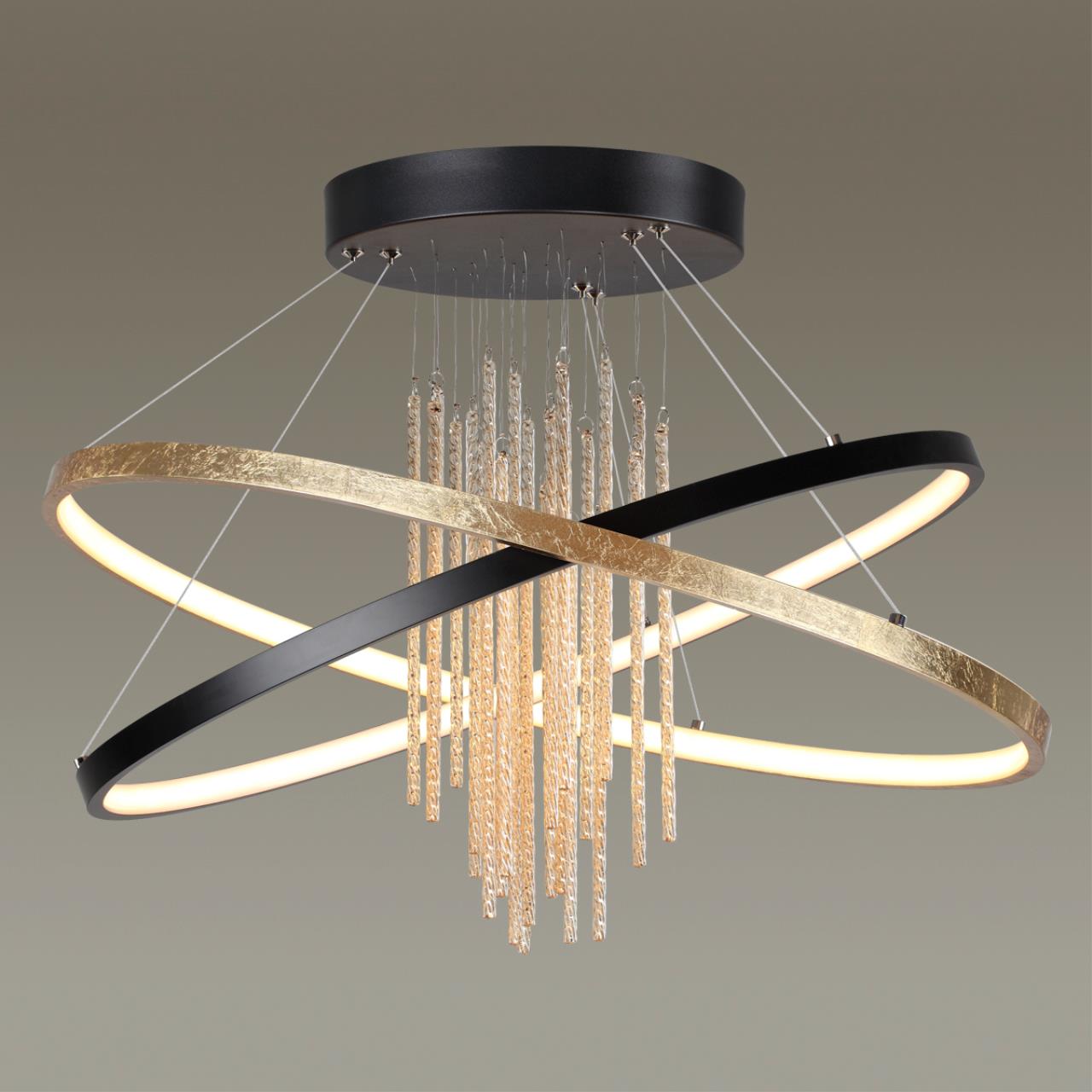 Светильник 60 см, 70W, 4000K Odeon Light L-vision Monica 3901/70CL, черный, золото