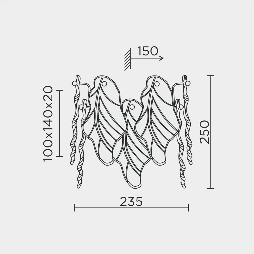 Бра 23,5*15*-25 см, 2*Е14*40W, Modestyle  MS.2290.02 CR, Хром