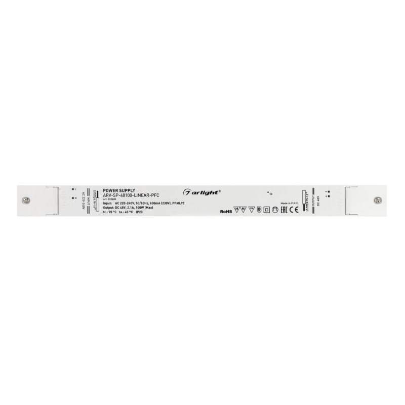 Блок питания ARV-SP-48100-LINEAR-PFC (48V, 2.1A, 100W) (Arlight, IP20 Пластик, 5 лет) 032628