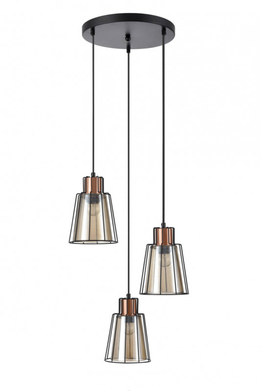 Подвесной светильник  30*170 см, 3*E27 черный, медь Vele Luce Carisma VL6462P03