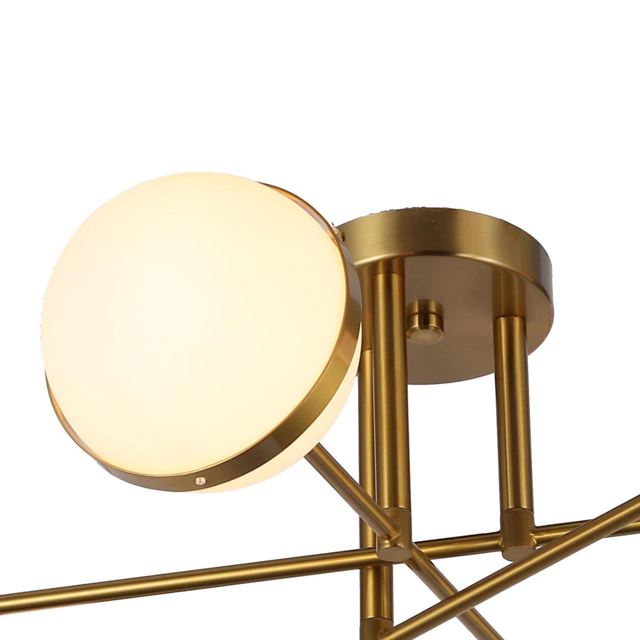 Люстра F-Promo Stripy 3051-6P, D935*H240, меди, плафоны из белого стекла, декоративные элементы в виде металлических колец на плафонах