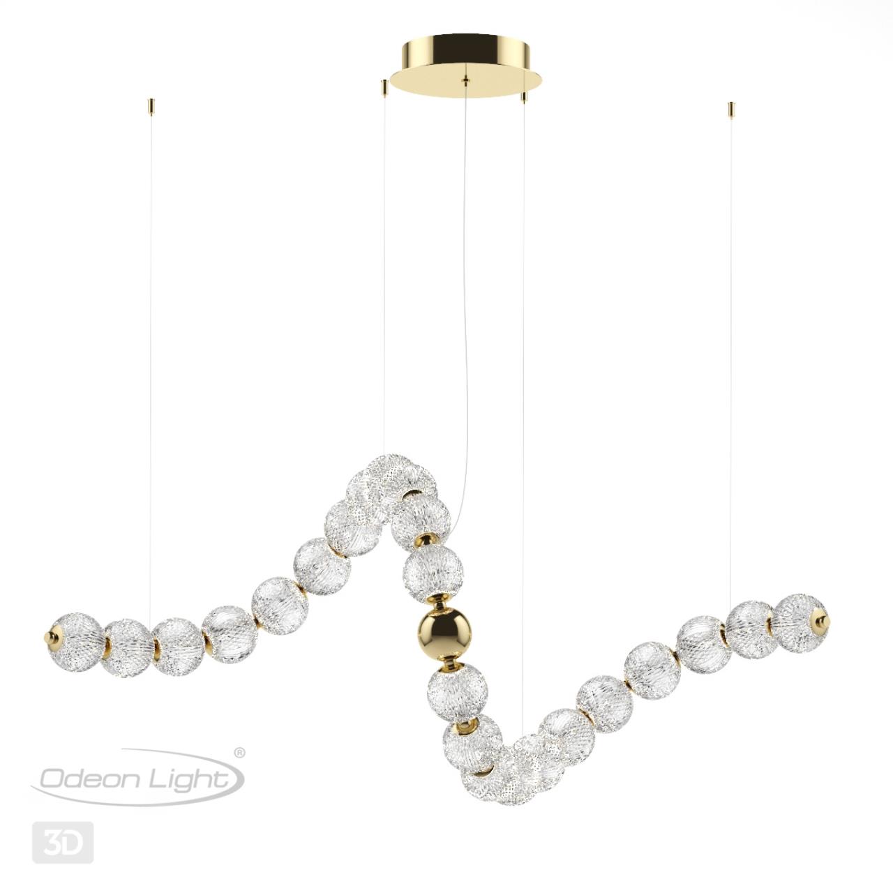 Светодиодный светильник 146 см, 92W, 4000K, Odeon Light CRYSTAL 5008/92L, золото