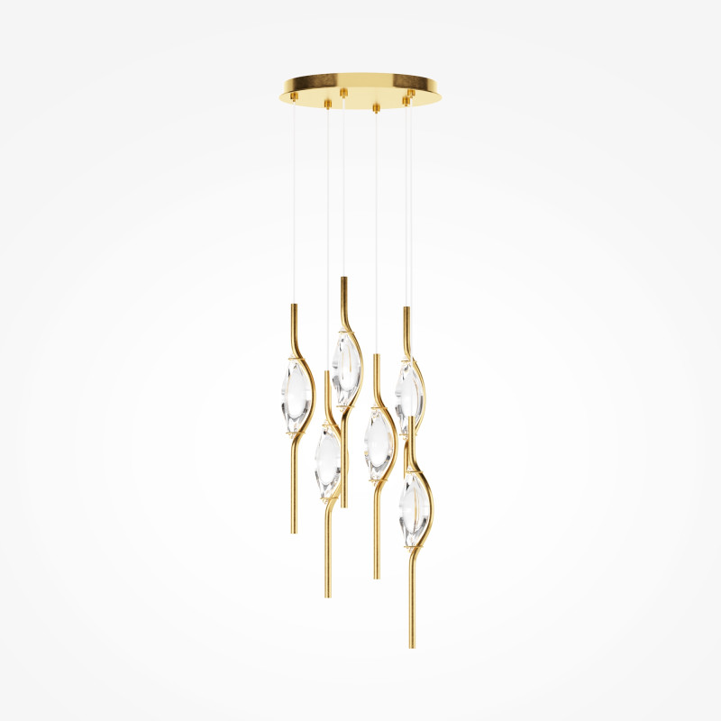 Каскадная люстра 43*43*365 см, LED, 3000К, Maytoni Foresight MOD347PL-L48BS3K латунный