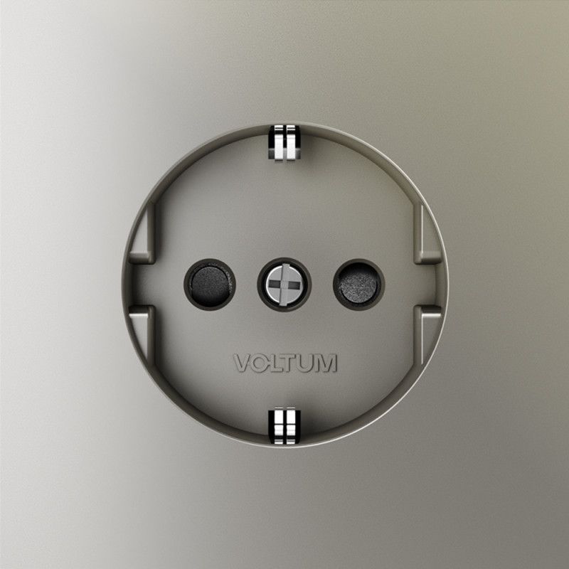 Розетка встраиваемая Voltum S70 с заземлением и защитными шторками, 16А, шелк пластик Soft touch VLS040204
