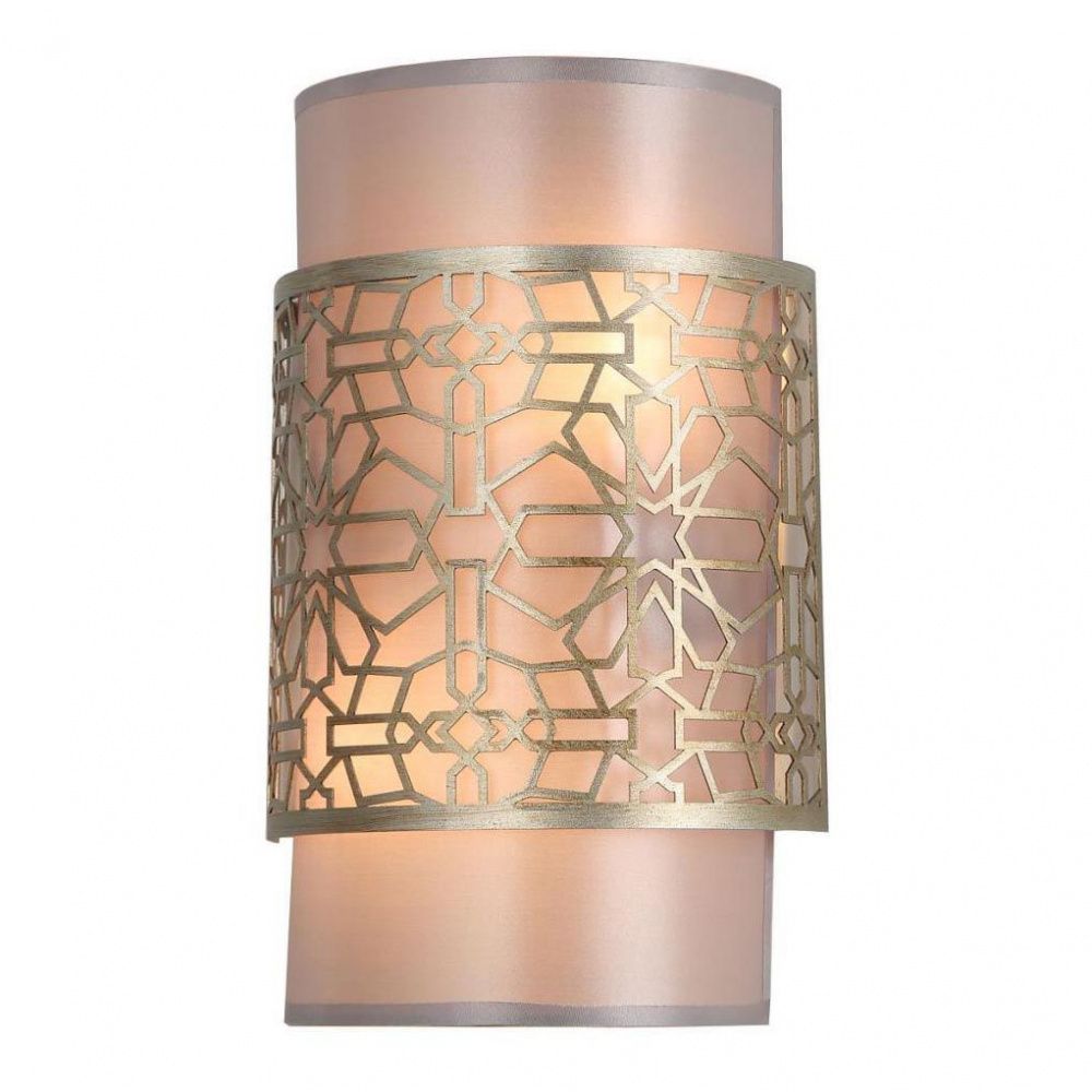 Бра F-Promo Arabesco 2912-2W, D180*W160*H300, матового серебра, плафон из серебристо-серой ткани, декоративный элемент в виде узорной пластины матового серебристого цвета