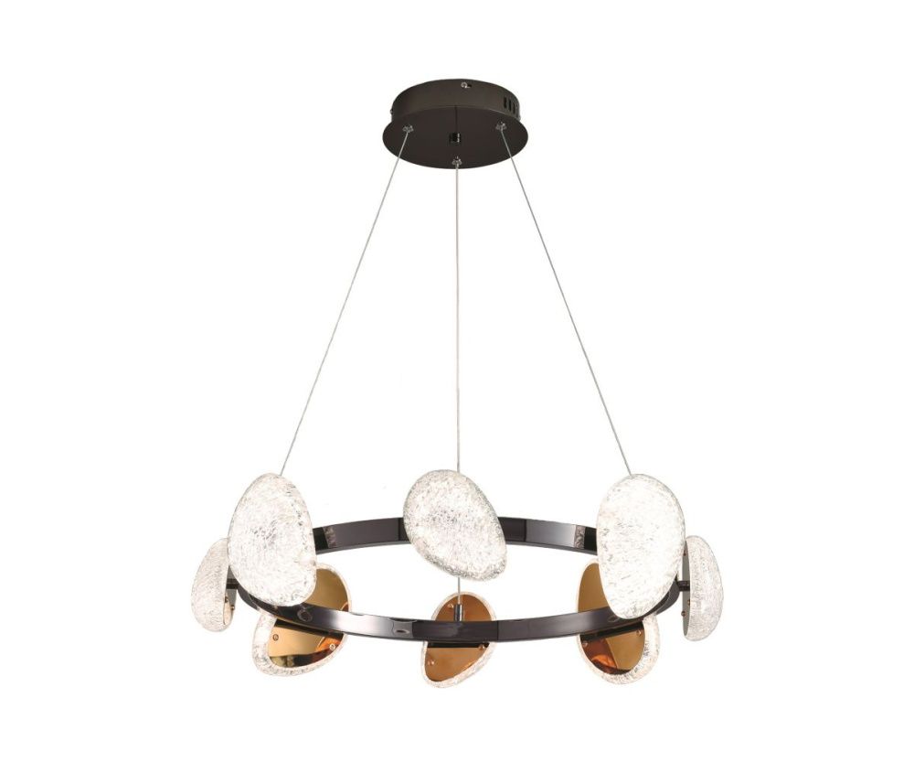 Подвесная люстра 60 см, 48W, 4000K, 15 м2, с пультом, диммируемая Kink Light Юнни 07693-8A,29, черный