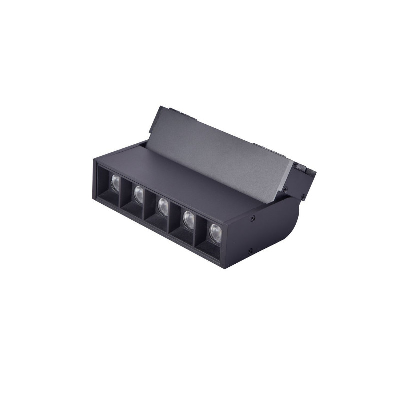 Потолочный светильник Favourite Unika 4141-1U, L140*W35*H105, магнитный светильник на шинопровод черного цвета с линией утопленных линз и поворотным механизмом