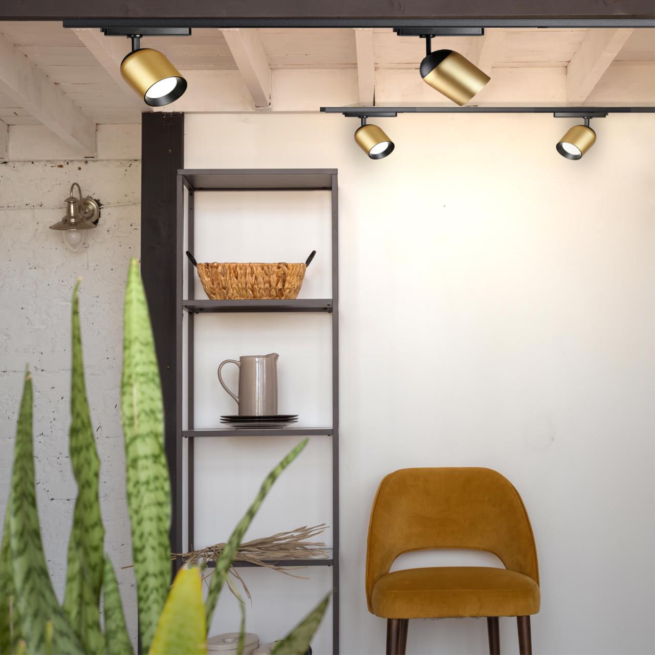 Трековый светодиодный светильник Novotech Kamp 358516, 25W LED, 4000K, черный-золото