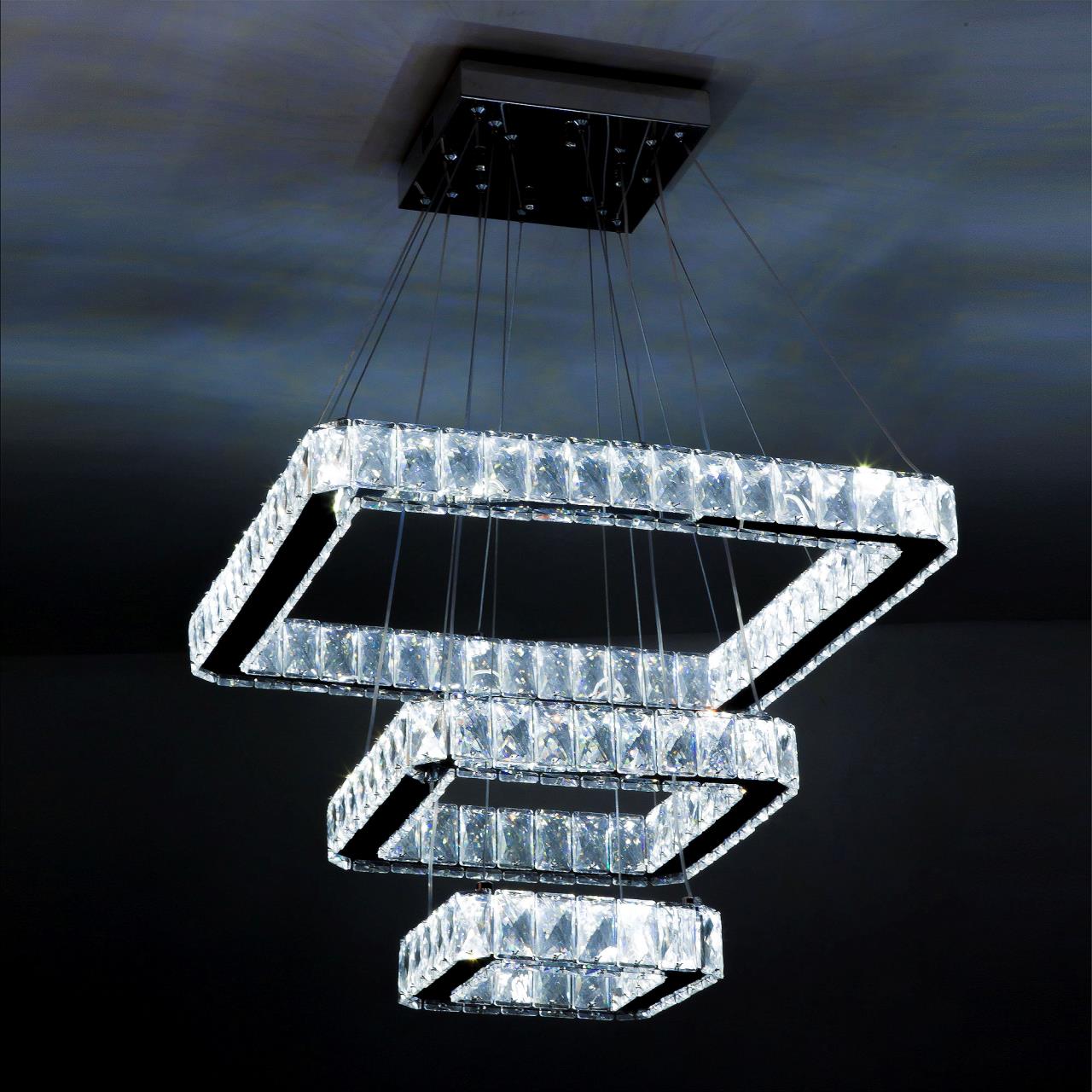 Подвесной светильник 50*50*95 см, LED 120W, 3300 / 5000К, Хром LED4U L055-50-30-20