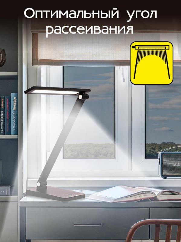Светильник 16,5*11,5*38/65 см, 9W 4000K Citilux CL803081 Ньютон Черный, с USB
