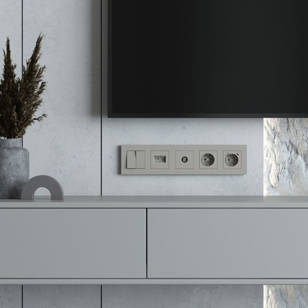 W0052917 Рамка на 5 постов Slab, дымчатый софт Werkel, 4690389218477