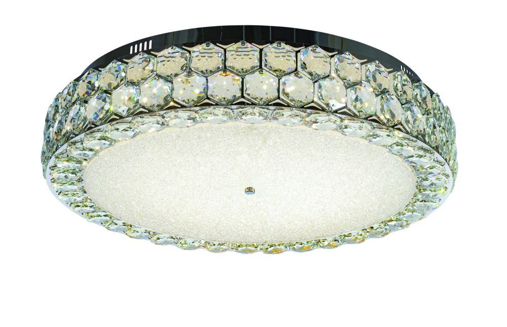 Люстра Ø600 x H130 мм, LED 160W 3000-6000K NewRgy CHROME+CL (Хром + Прозрачный Хрусталь) 6076R/160W CHROME+CLEAR