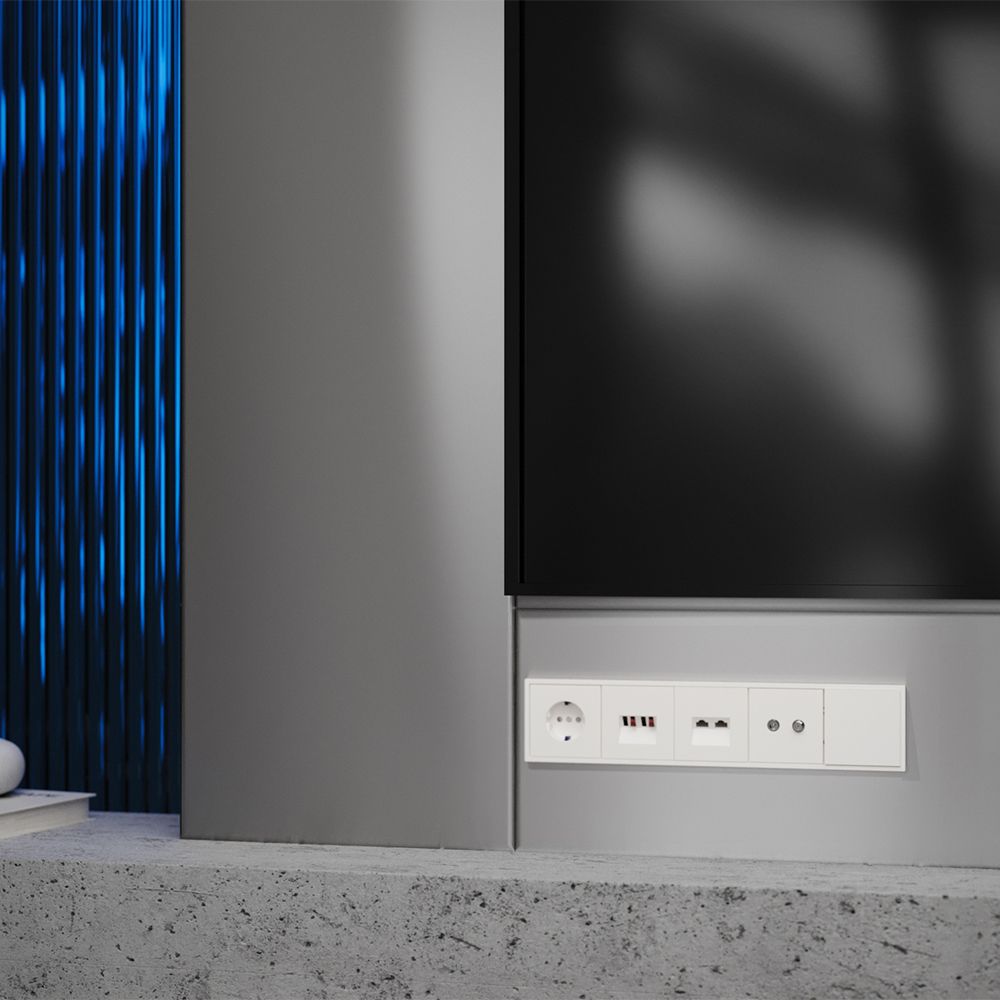 Накладка для розетки компьютерной двойной RJ45+RJ45 кат.6, S70, хлопок Voltum VLS001413