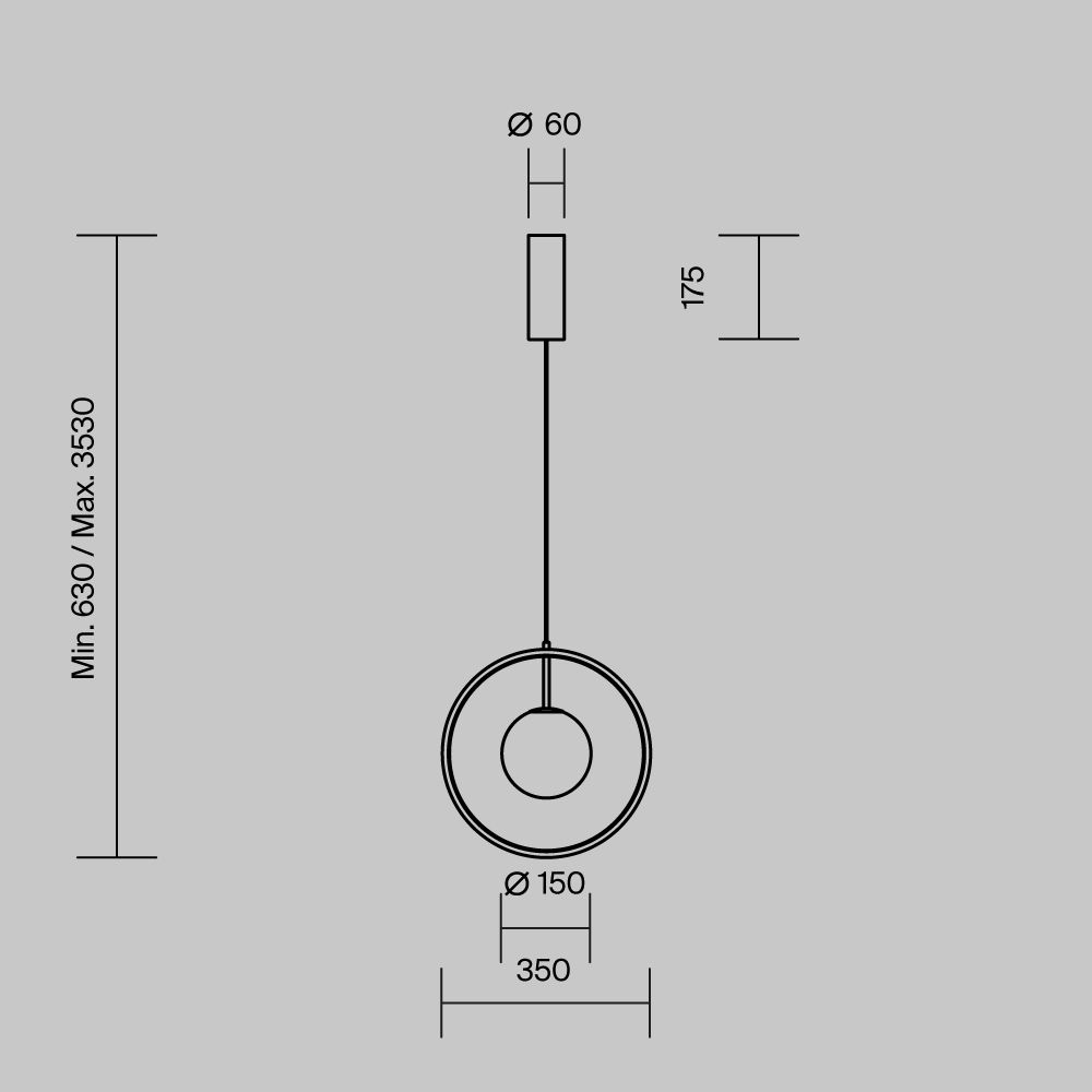 Подвесной светильник 35*353 см, *LED*12W, 3000K, Maytoni Paparazzi MOD407PL-L12G3K1, Золото