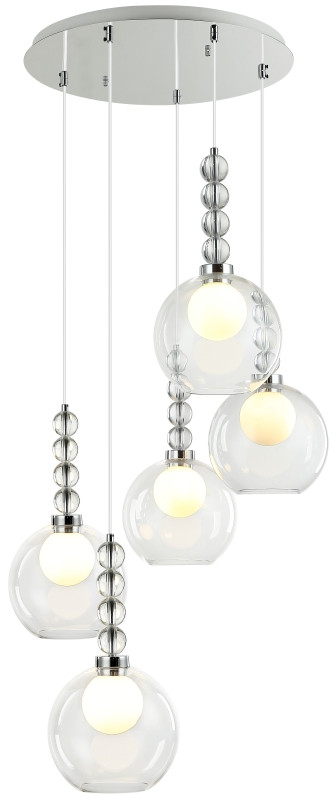 Светильник подвесной 59*59*46/150 см, 5*G9 LED  Хром Stilfort Designo 2166/09/05P