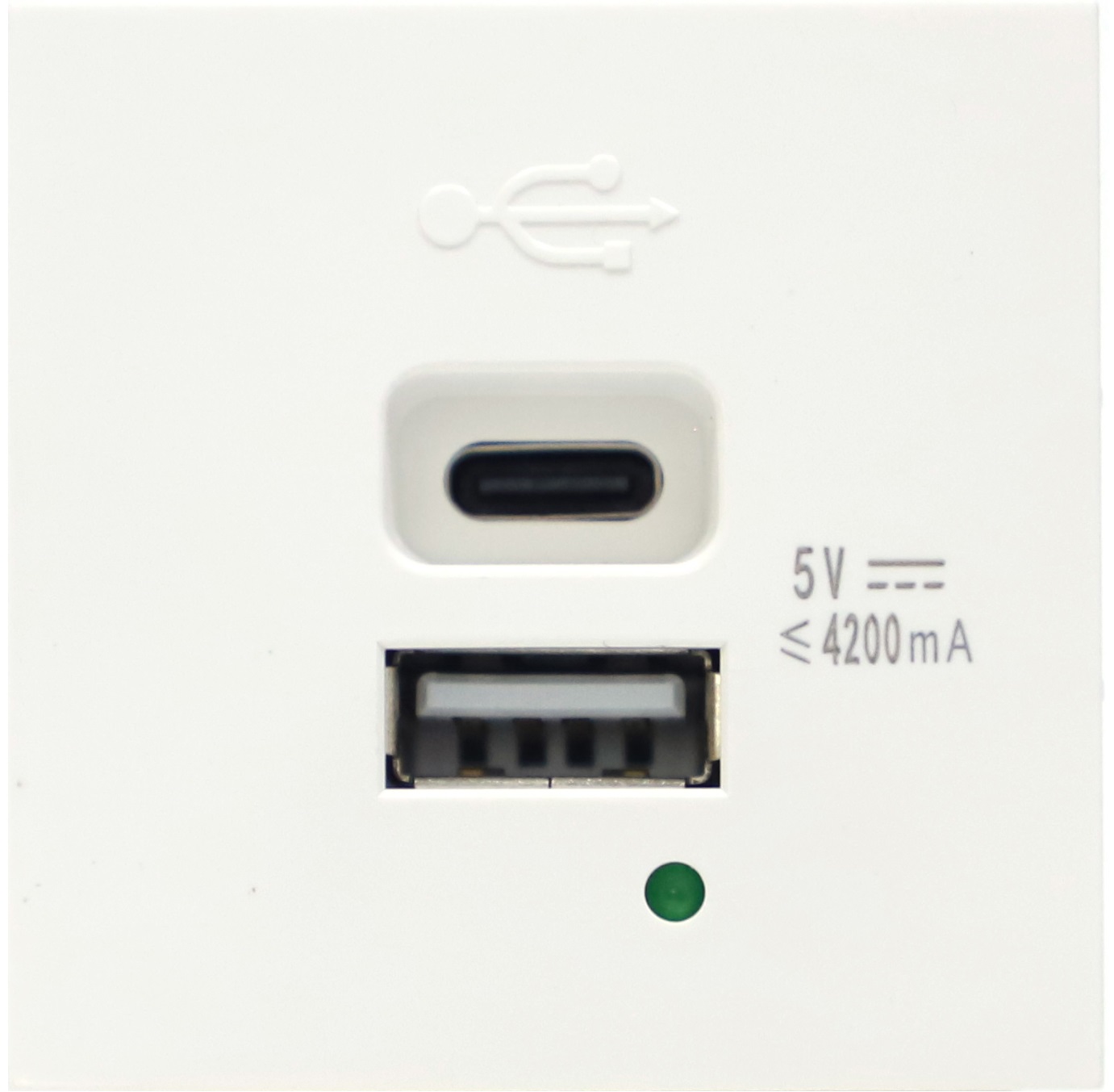 Donel USB зарядное устройство, 4.2A , Type A + C, 2 мод., бел. (45х45мм) DUSB4200WCF