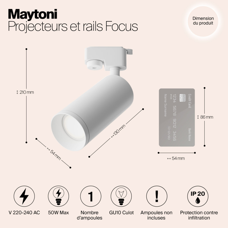 Трековый светильник Maytoni Track TR004-1-GU10-W, белый, GU10, 50W