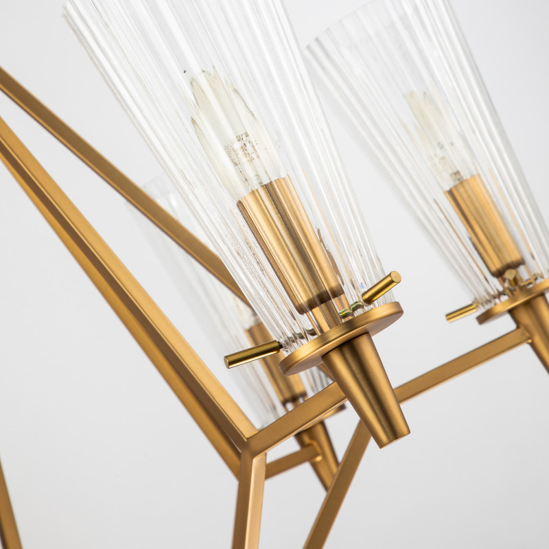 Подвесная люстра Favourite Raute 2964-6P, D650*H580/1580, каркас матового коричнево-бронзового цвета, плафоны из прозрачного стекла