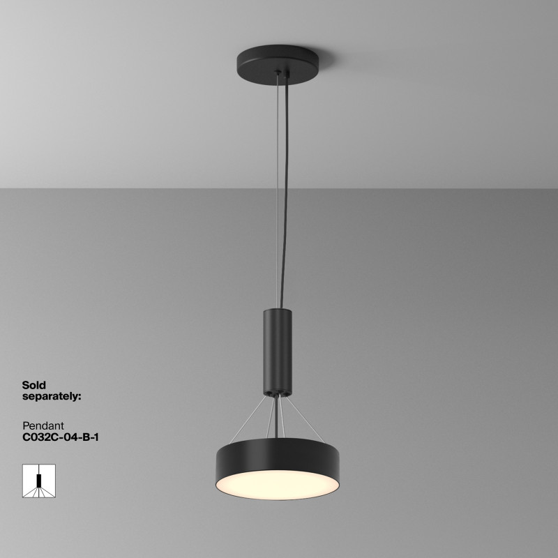 Потолочный светильник 22*6 см, LED 24W 3000K Maytoni Technical Zon C032CL-24W3K-RD-B черный