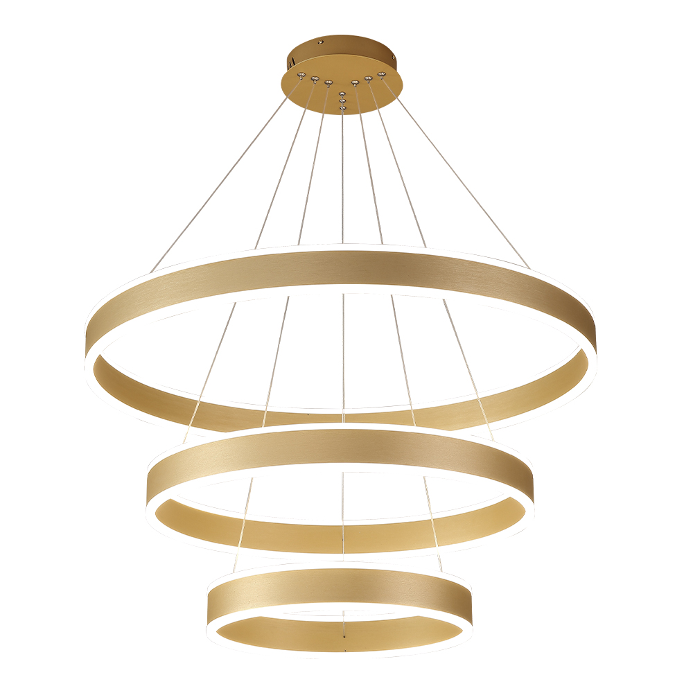 Светильник 80 см, 158W, 3000-6300K, Crystal Lux MUCHOS SP158W LED D400+600+800 GOLD, золото