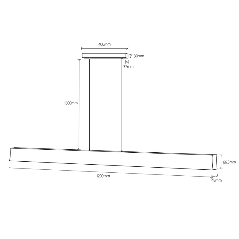 Подвесной светильник 120,05*4,73*210 см, LED *  38W, 3000К Mantra Hanok 7544, черный