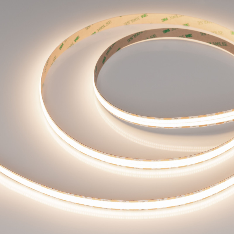 Лента COB-X1088-12mm 24V Warm3500 (22 W/m, IP20, 5m) (Arlight, 5 лет) 046931. Цена указана за 5 метров. Продается кратно 5 метрам.