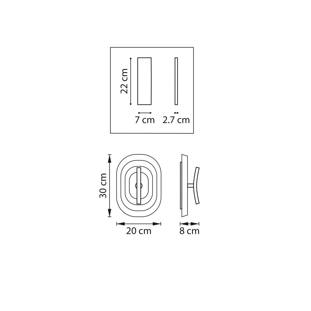 Бра 8*20*30- см, LED*W, 3000K, Lightstar Erica 609641, Черный