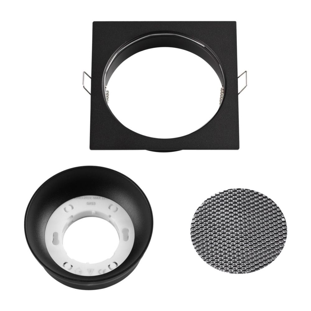 Светильник встраиваемый 12*12*3 см, вр 10,5 см, 1*GX53*12W, Novotech Gemini 371006, черный