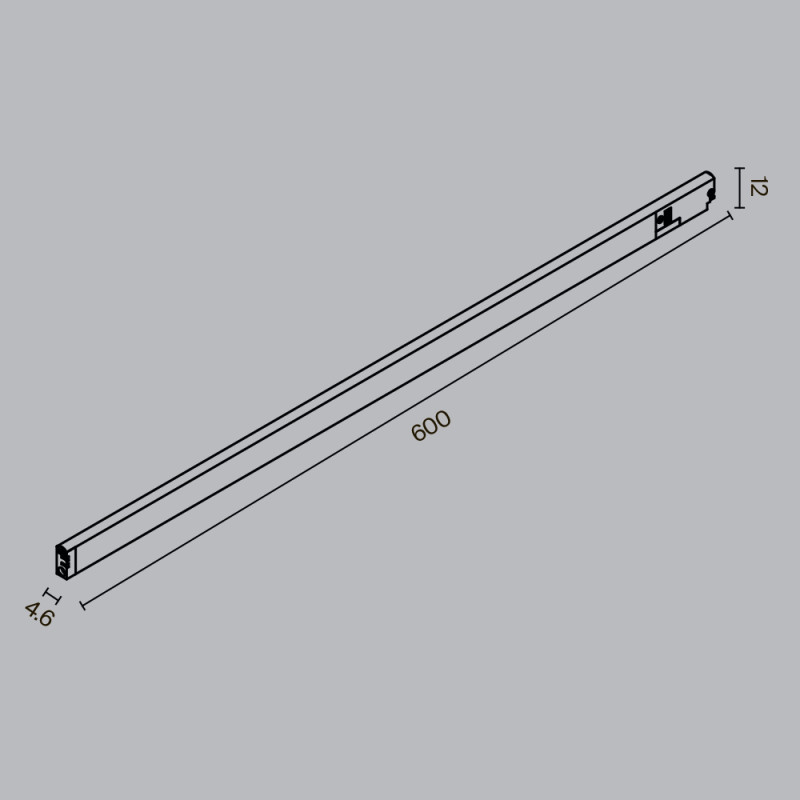 Трековый светильник 60*0,5*1,2 см, LED 10W 2700K Maytoni Technical Accessories for tracks Levity Basis TR190-1-10W2.7K-B черный