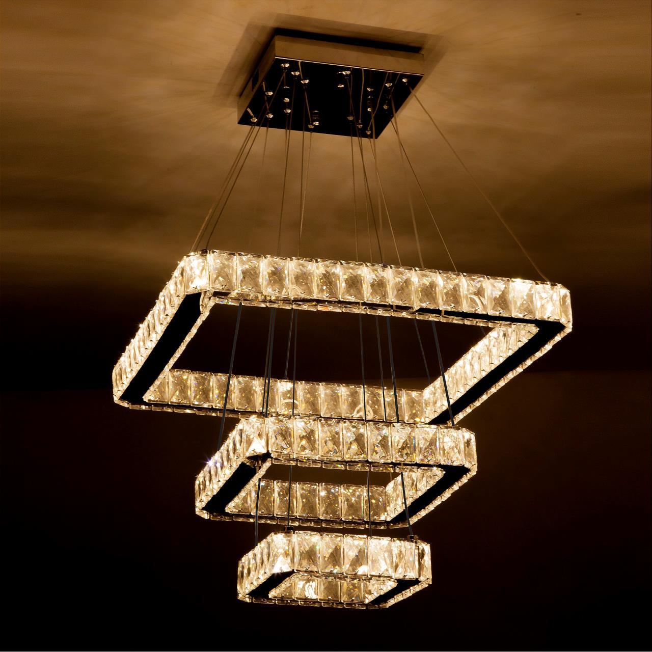 Подвесной светильник 50*50*95 см, LED 120W, 3300 / 5000К, Хром LED4U L055-50-30-20