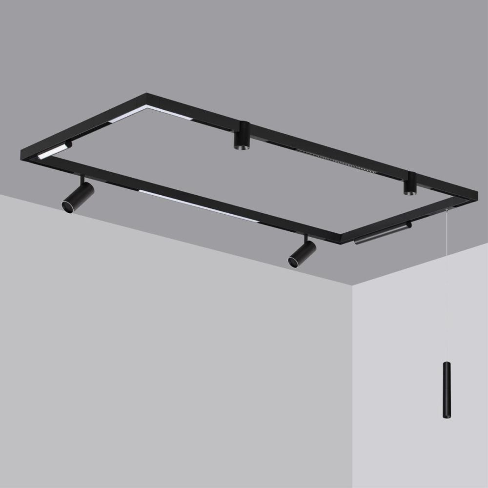 Шинопровод накладной/подвесной в комплекте заглушки 2шт, крышка и соединительная планка 1шт Novotech VECTOR PORT 135299, черный