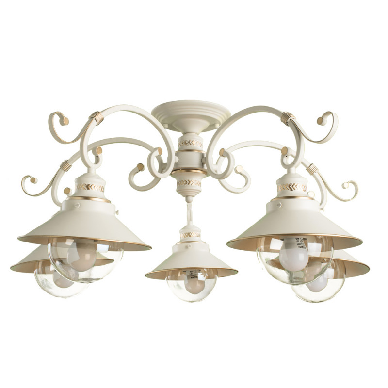 Люстра Arte Lamp A4577PL-5WG, диаметр 75 см, белый с золотом