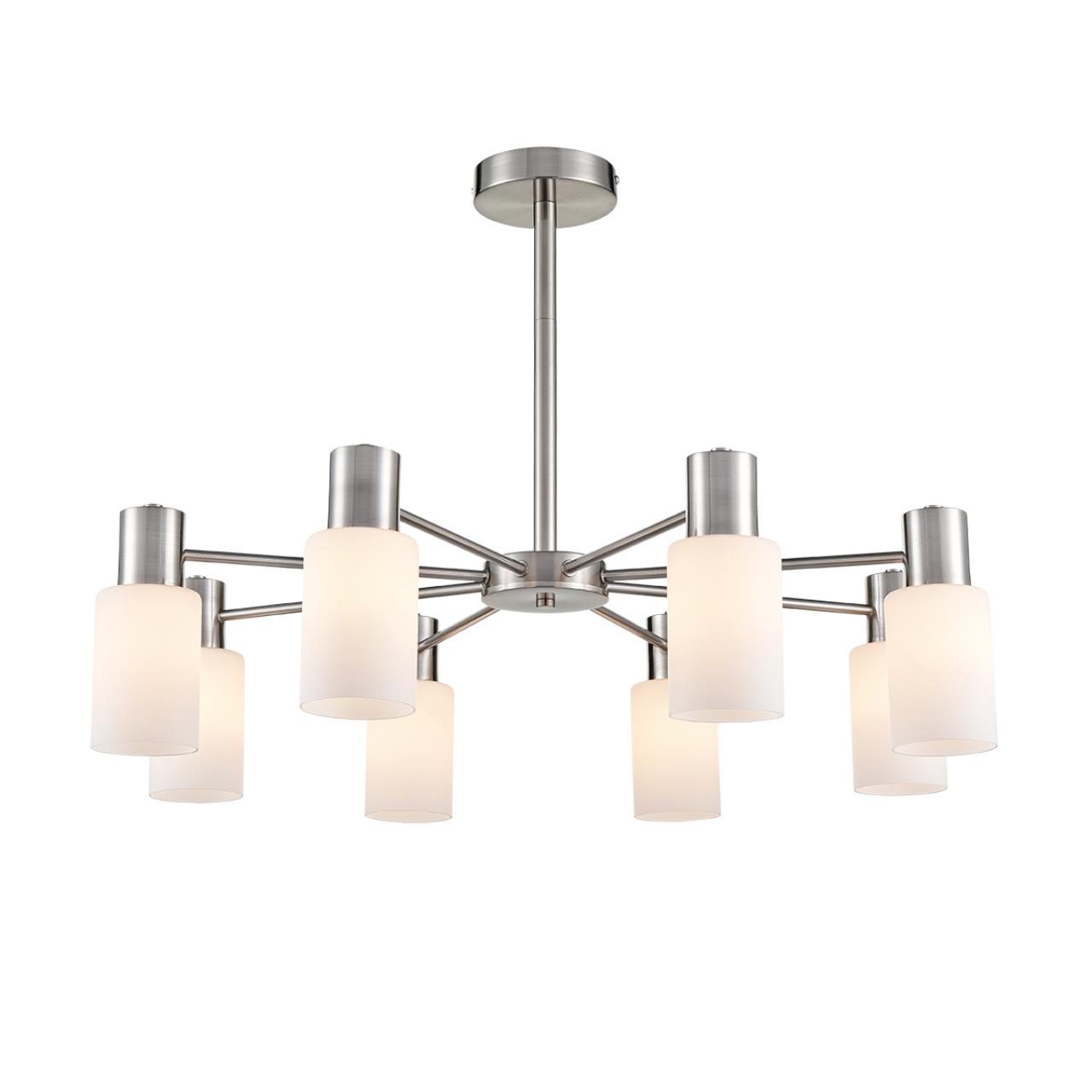 Люстра потолочная 72*49 см, 8*E14 Lumion MAVE 8099/8C никель, белый