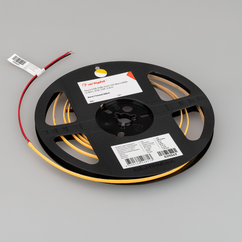 Лента COB-X480-4mm 24V Warm3000 (4 W/m, IP20, CSP, 5m), Arlight 042032. Цена указана за 5 метров. Продается кратно 5 метрам.