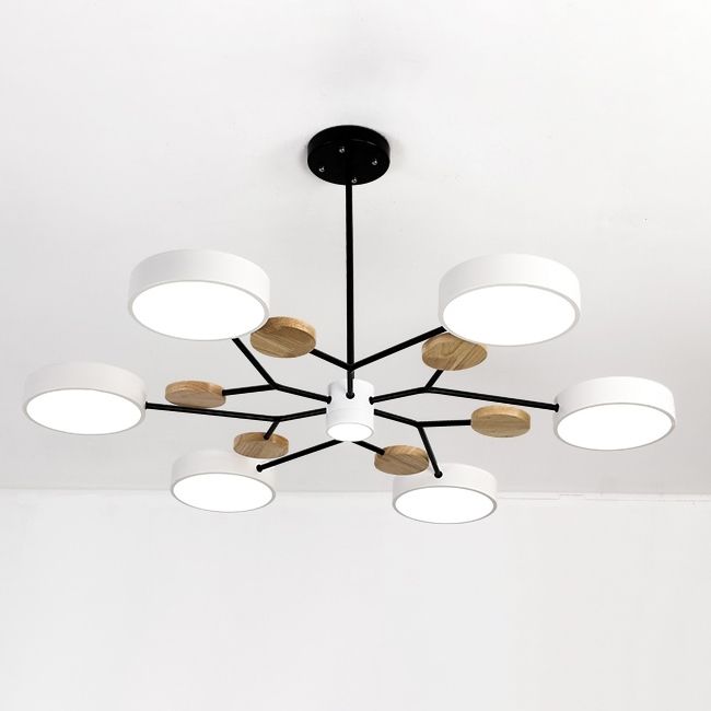 Люстра на штанге MEADE 6 lamps White 110*110*60 см, 6*LED*16W, ImperiumLoft MEADE-01, Чёрный, Бежевый