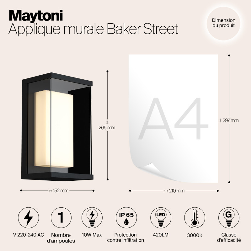 Уличный настенный светодиодный светильник Maytoni Baker Street O021WL-L10B4K