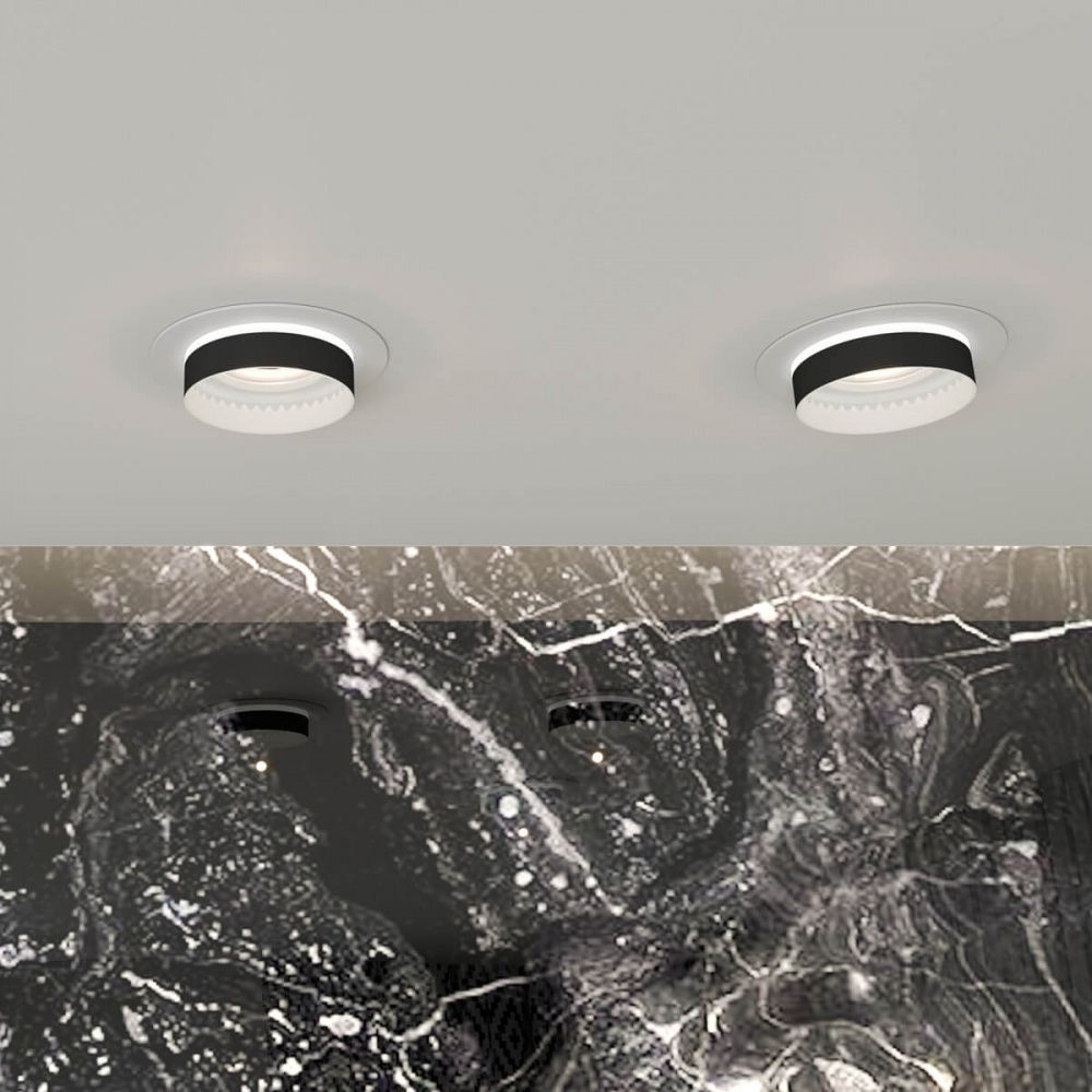 Встраиваемый светильник 10/7 см, GU10, IP44 Novotech WATER 370784 белый/черный
