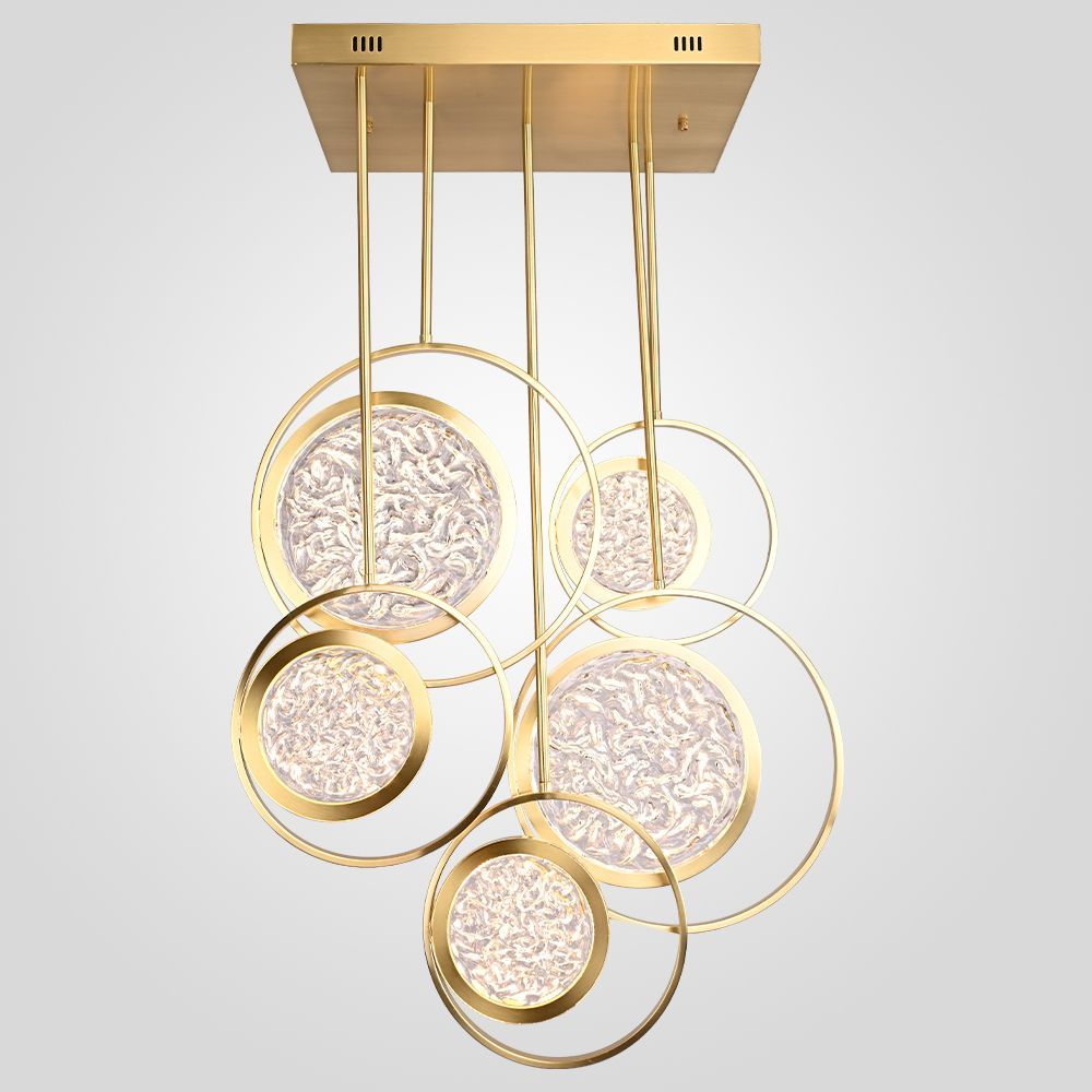 Дизайнерская люстра на штанге ЛУНА lighting collection L60 42*18*18 см, 5*LED*11W, 3000K, ImperiumLoft CAMEO01, Золотистый