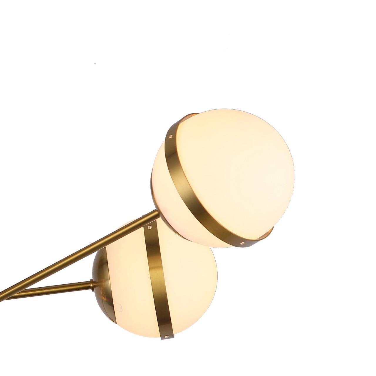 Люстра F-Promo Stripy 3051-6P, D935*H240, меди, плафоны из белого стекла, декоративные элементы в виде металлических колец на плафонах