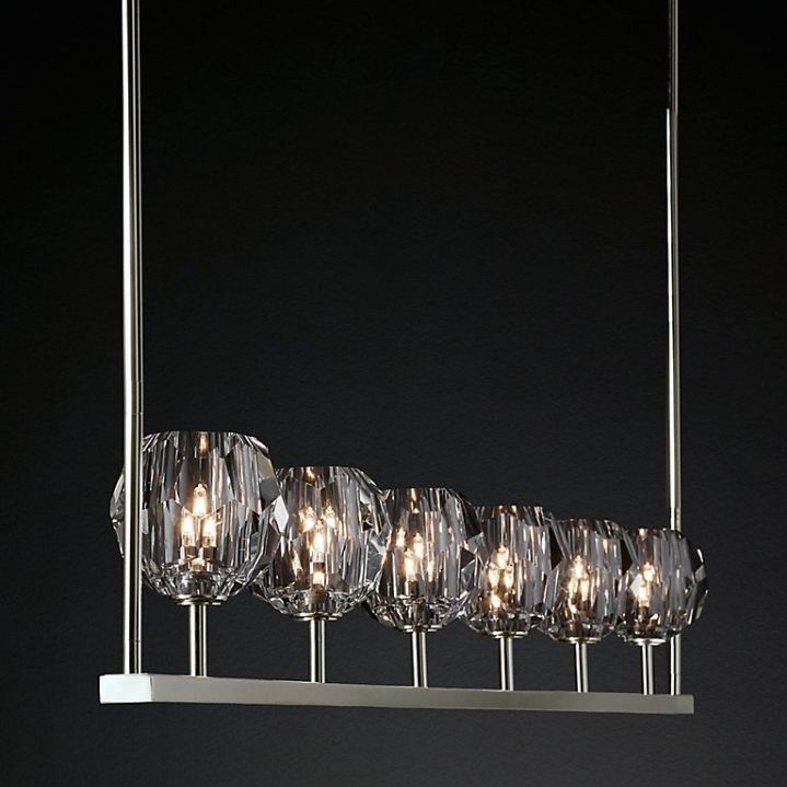 Люстра RH Boule De Cristal Linear Chandelier 6 Nickel 168*13*150 см, 6*E14*40W, ImperiumLoft 40,1222, Никель