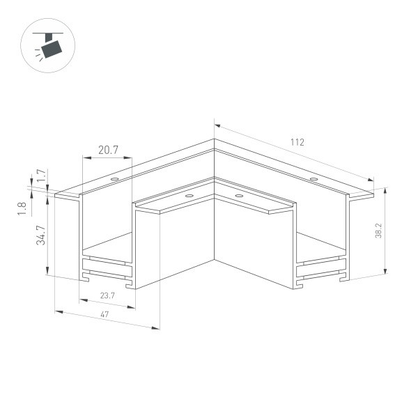 Коннектор Arlight 033246 11,2*11,2*3,82 см. T - образный коннектор
