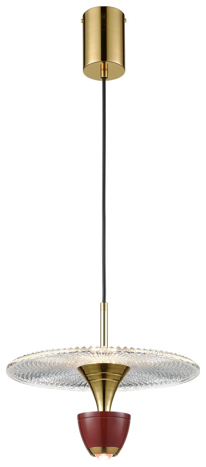Светильник подвесной Wertmark Ebbo WE471.02.376, 30*30 см, красный, золото