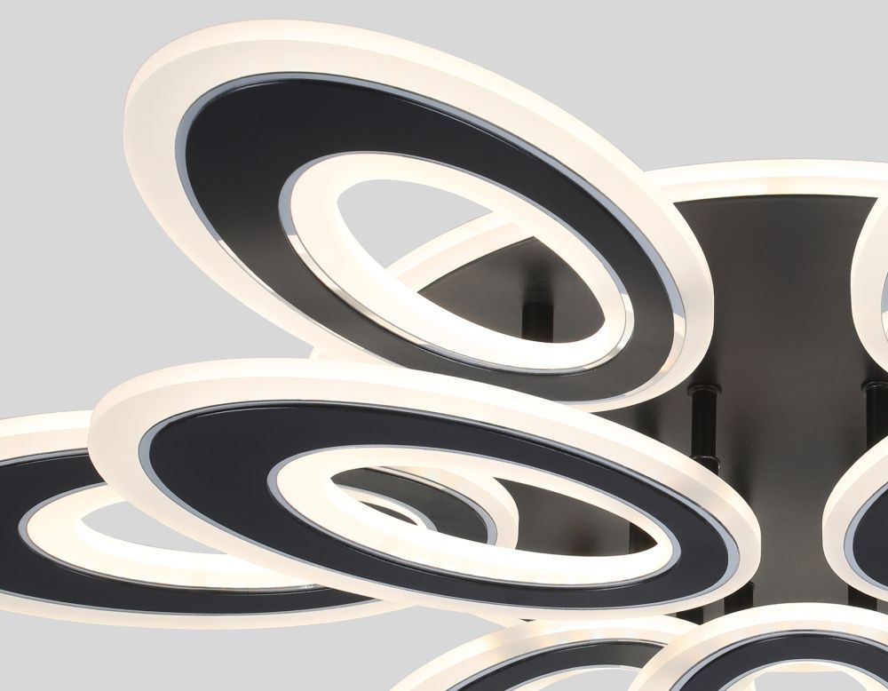 Потолочный светодиодный светильник с пультом 74*66*12- см, **W, 3000-6400K, Ambrella Light Acrylica FA8938, черный, хром