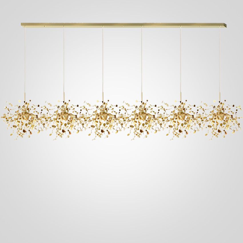 Подвесной светильник Tezani Argent Suspension Linear Gold 6L 210 210*40*40 см, 18*G9*40W, ImperiumLoft 40.2060-6, Золотистый