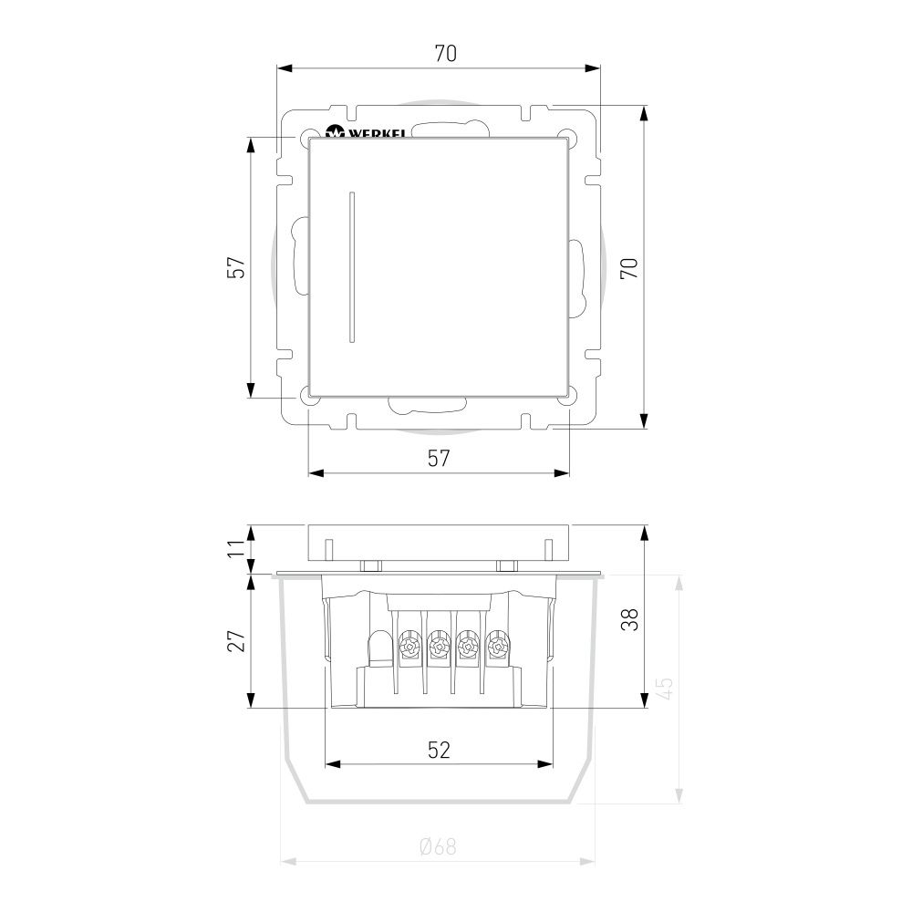 W4512014 Сенсорный выключатель одноклавишный с подсветкой, дымчатый Werkel, 4690389213854