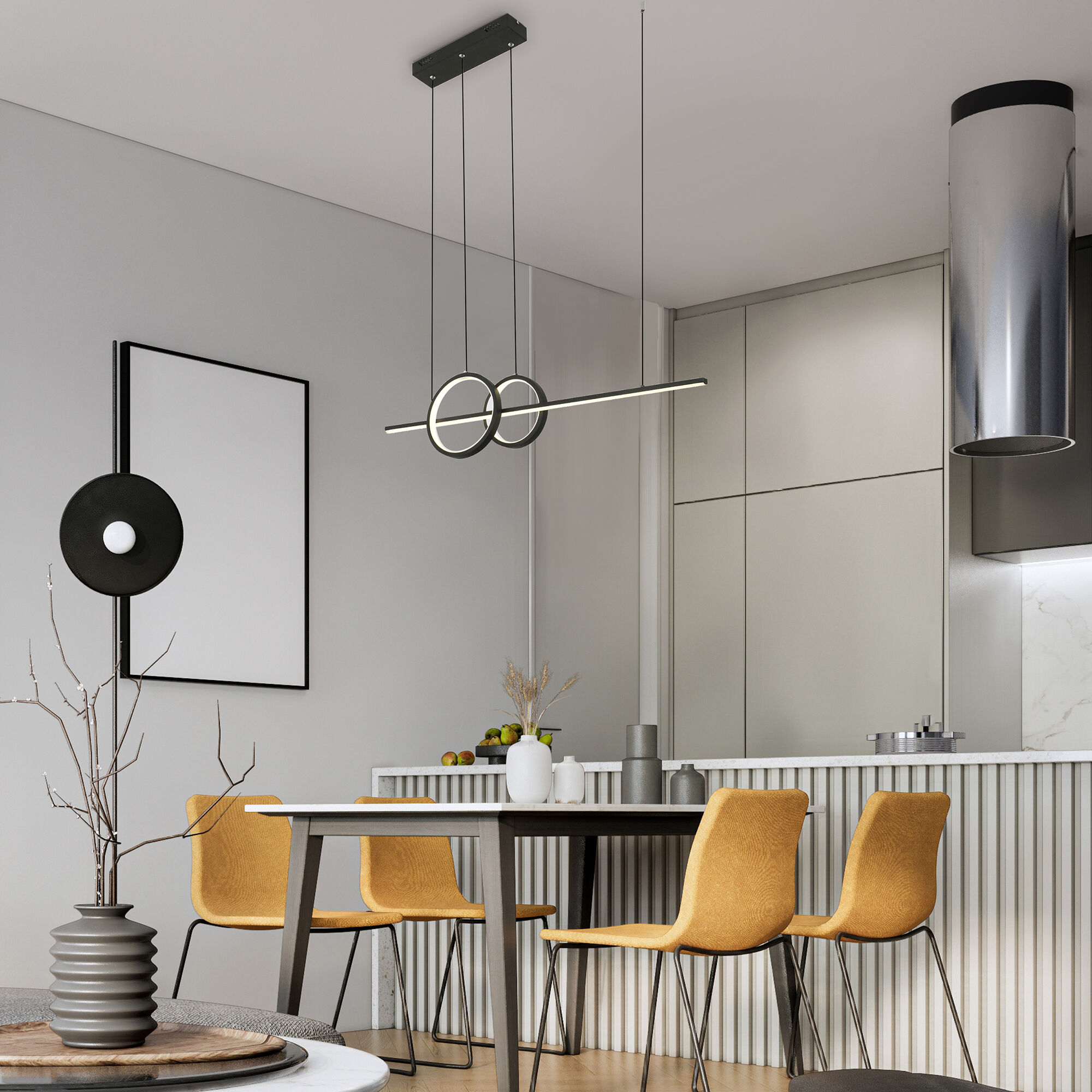 Подвесной светильник 91*10*120 см,  LED*37W, 4200 К, Eurosvet Twin 90265/1, черный